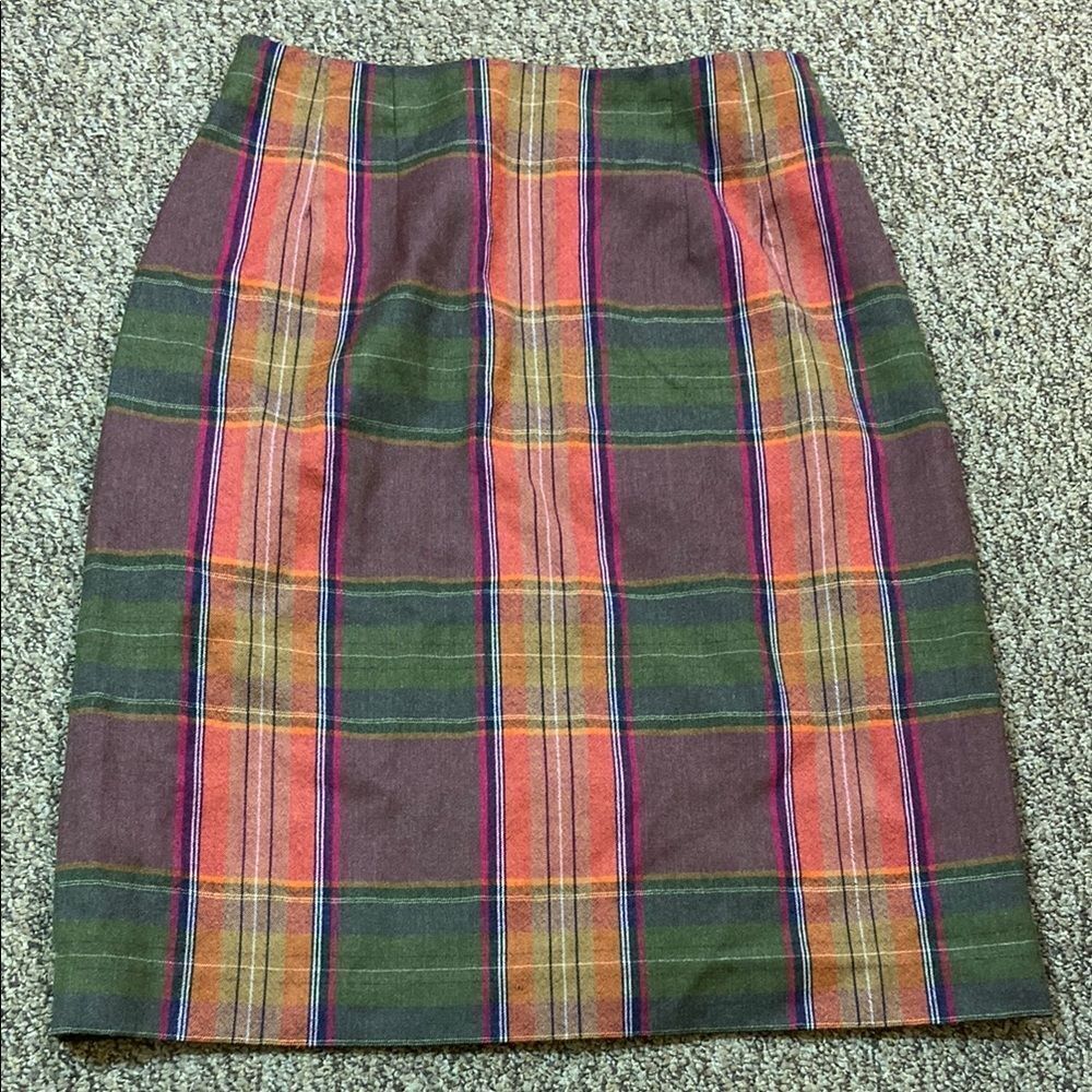Chadwicks Green and Red 💯 Wool Knee-Length Pencil Skirt Women’s Size 10